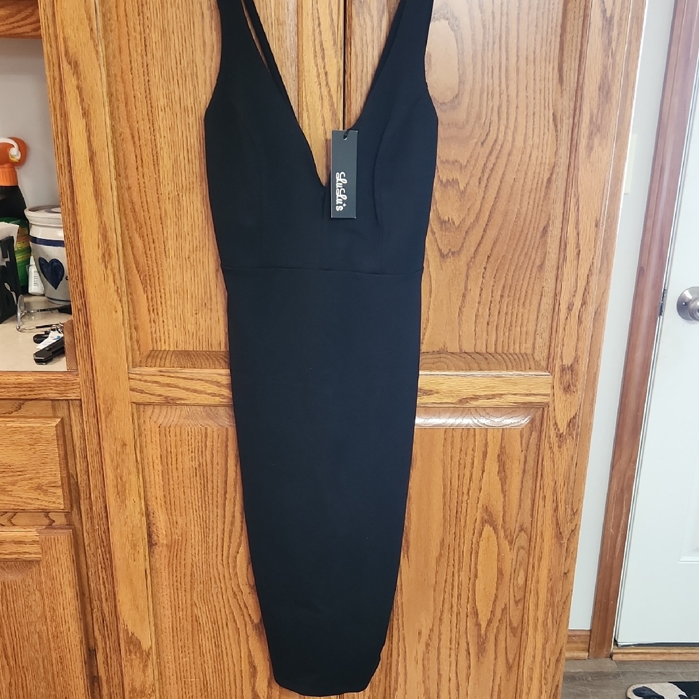 LULUS Exclusive Work of Heart Midi Black Bodycon Dress NWT
